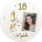 Preview: Tortenaufleger Geburtstag Champagner-Glas und Orchidee